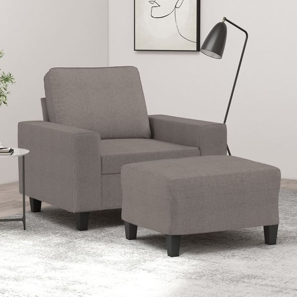 vidaXL sofastol med fodskammel 60 cm stof Gråbrun