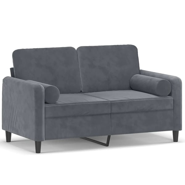 vidaXL 2-sitssoffa med prydnadskuddar mörkgrå 120 cm sammet