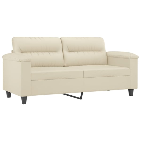 vidaXL 2-personers sofa med pyntepuder 140 cm kunstlæder cremefarvet
