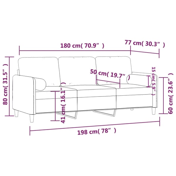 vidaXL 3-personers sofa med pyntepuder 180 cm velour mørkegrøn