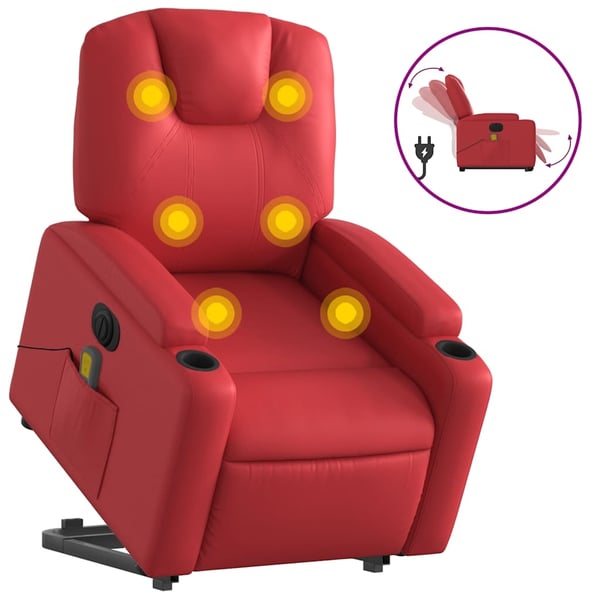 vidaXL massagestol med løftefunktion kunstlæder rød
