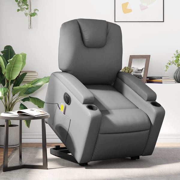 vidaXL massagestol med løftefunktion kunstlæder grå