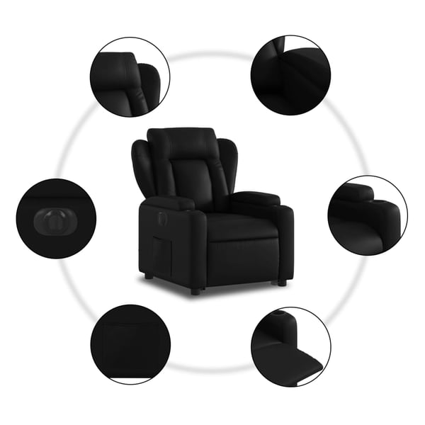 vidaXL Reclinerfåtölj med uppresningshjälp svart konstläder