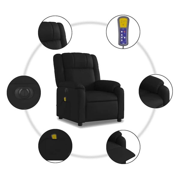 vidaXL Elektrisk massagefåtölj svart konstläder