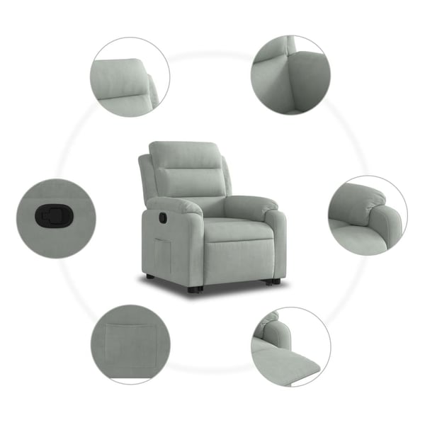 vidaXL Reclinerfåtölj med uppresningshjälp ljusgrå sammet
