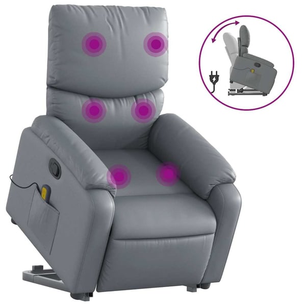 vidaXL løftestol med massagefunktion kunstlæder grå