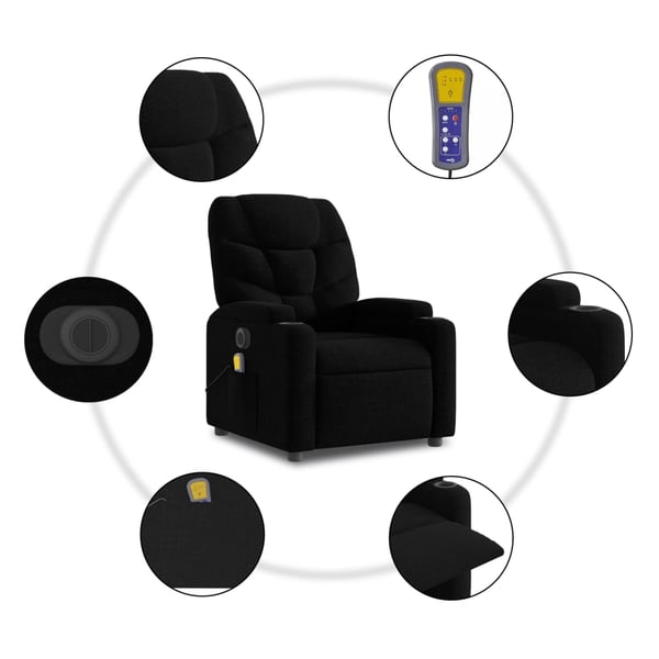 vidaXL elektrisk massagestol med løftefunktion stof sort