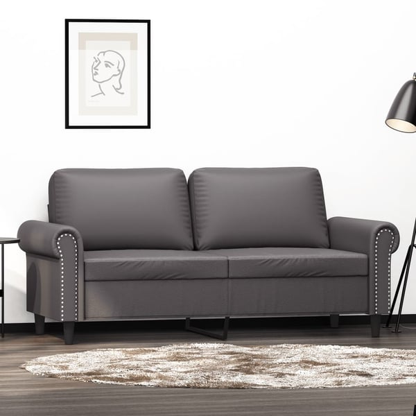 vidaXL 2-sitssoffa grå 140 cm konstläder
