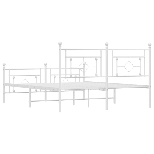 vidaXL Sengeramme i metall med hode- og fotgavl hvit 160x200 cm
