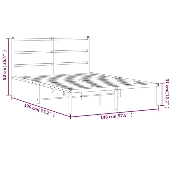 vidaXL Sengeramme i metall med hodegavl hvit 140x190 cm