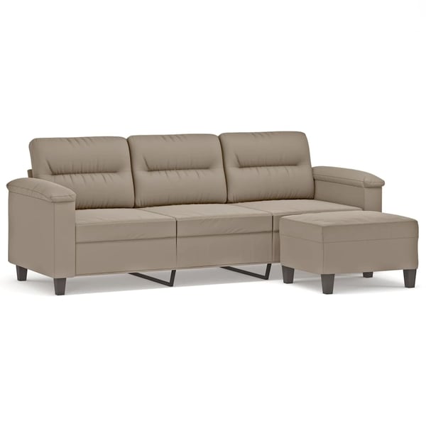 vidaXL 3-personers sofa med fodskammel 180 cm mikrofiberstof Gråbrun