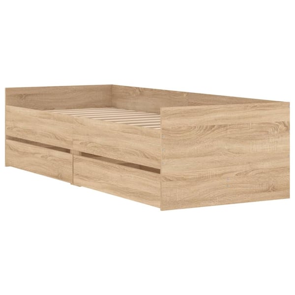 vidaXL Sengeramme med skuffer sonoma eik 90x200 cm