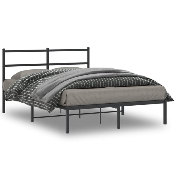vidaXL Sengeramme i metall med sengegavl svart 140x200 cm