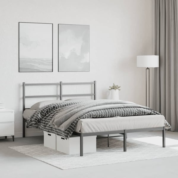 vidaXL Sengeramme i metall med sengegavl svart 140x200 cm