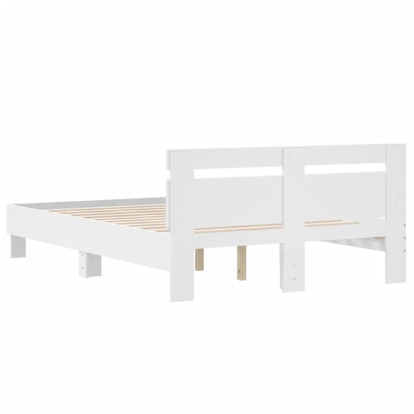vidaXL Sengeramme med hodegavl hvit 135x190 cm konstruert tre