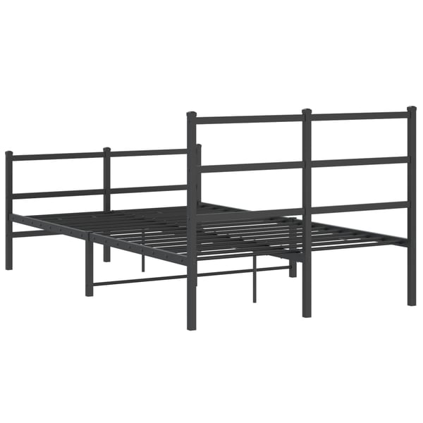 vidaXL Sengeramme i metall med hode- og fotgavl svart 120x190 cm