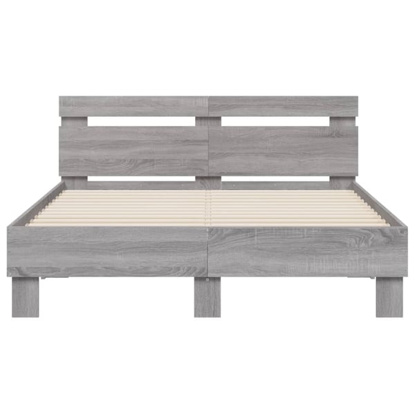 vidaXL Sengeramme med hodegavl grå sonoma 135x190 cm konstruert tre