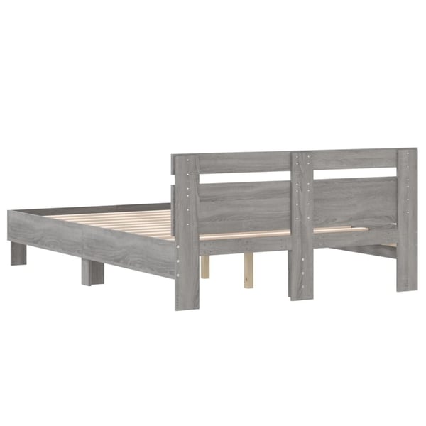 vidaXL Sengeramme med hodegavl grå sonoma 135x190 cm konstruert tre
