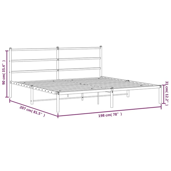 vidaXL Sengeramme i metall med sengegavl svart 193x203 cm