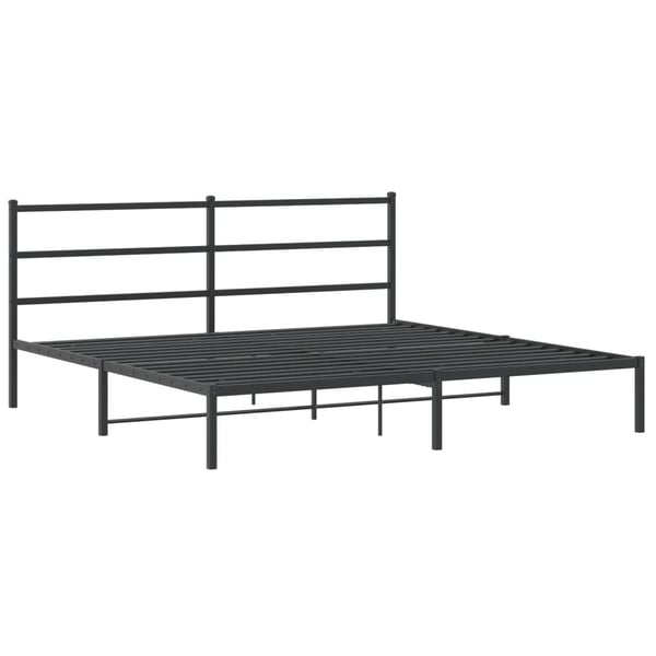 vidaXL Sengeramme i metall med sengegavl svart 193x203 cm