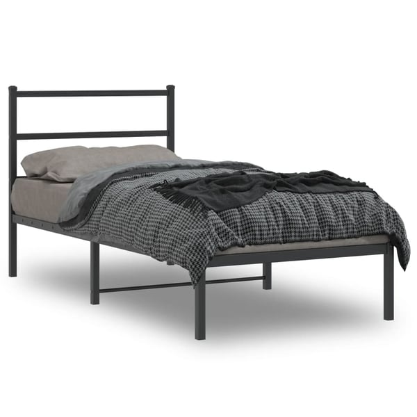 vidaXL Sengeramme i metall med hodegavl svart 90x200 cm