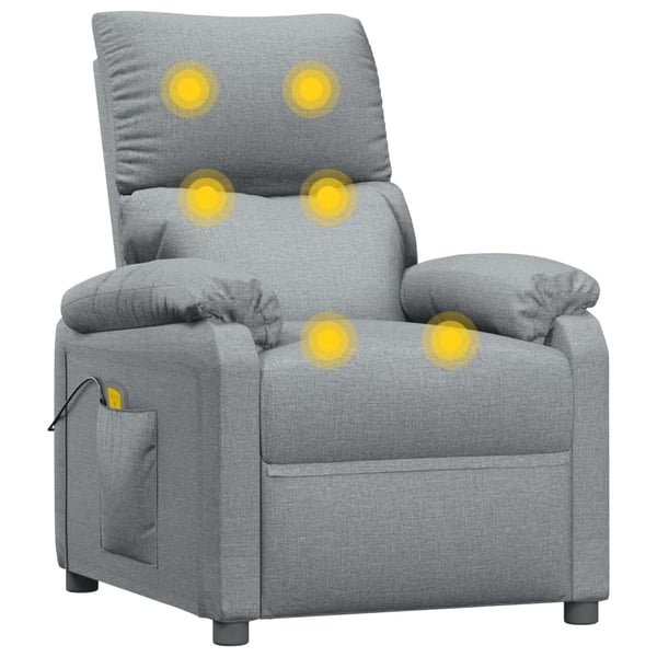 vidaXL Massagefåtölj ljusgrå tyg