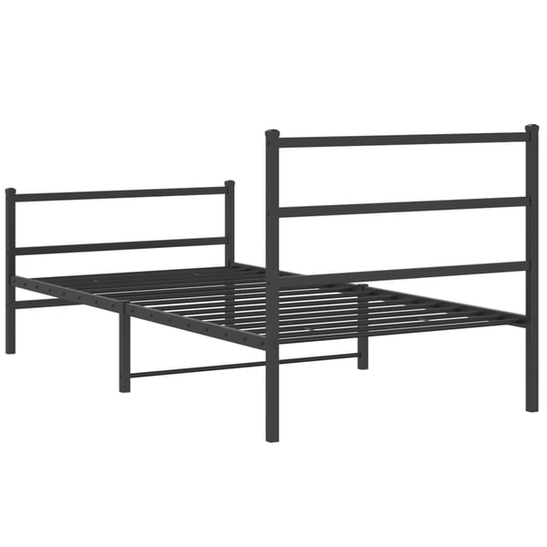 vidaXL Sengeramme i metall med hode- og fotgavl svart 100x190 cm