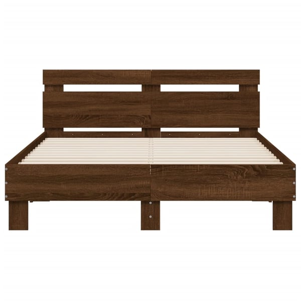 vidaXL Sengeramme med hodegavl brun eik 135x190 cm konstruert tre