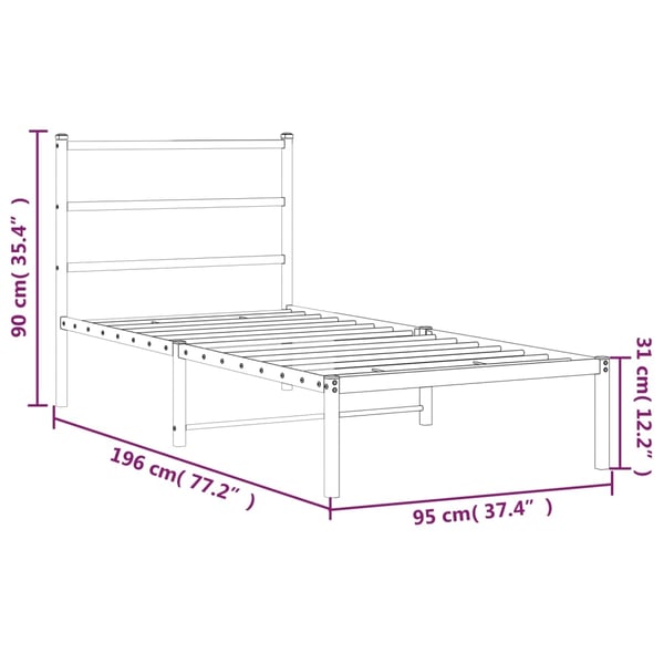 vidaXL Sengeramme i metall med hodegavl svart 90x190 cm