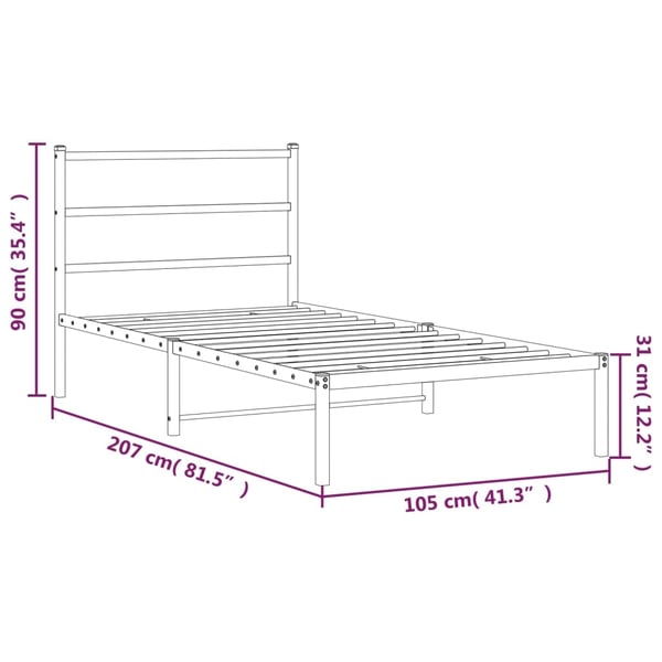 vidaXL Sengeramme i metall med hodegavl svart 100x200 cm