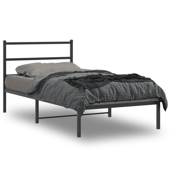 vidaXL Sengeramme i metall med hodegavl svart 100x200 cm