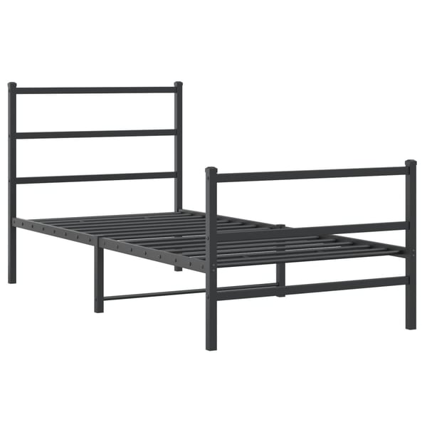 vidaXL Sengeramme i metall med hode- og fotgavl svart 90x200 cm