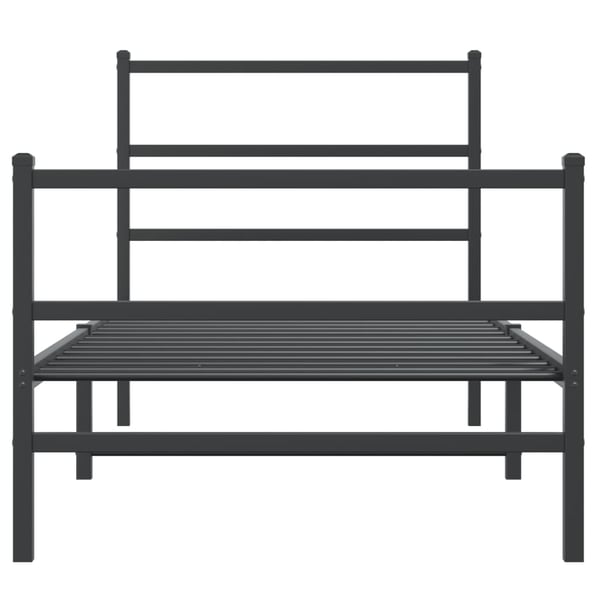 vidaXL Sengeramme i metall med hode- og fotgavl svart 90x200 cm