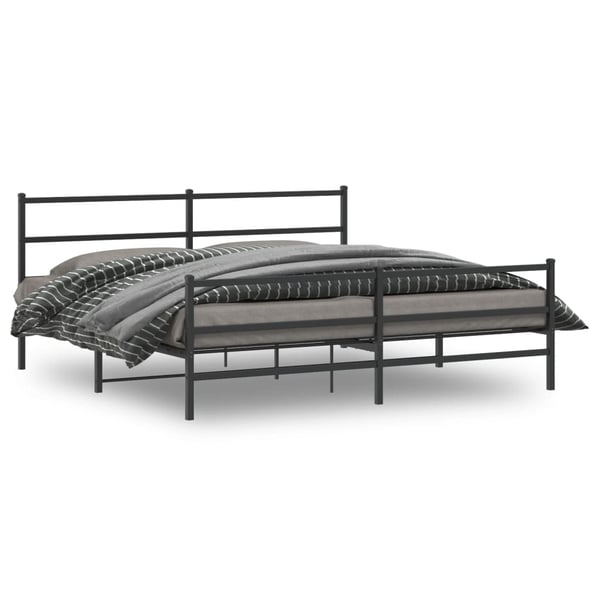 vidaXL Sengeramme i metall med hode- og fotgavl svart 193x203 cm