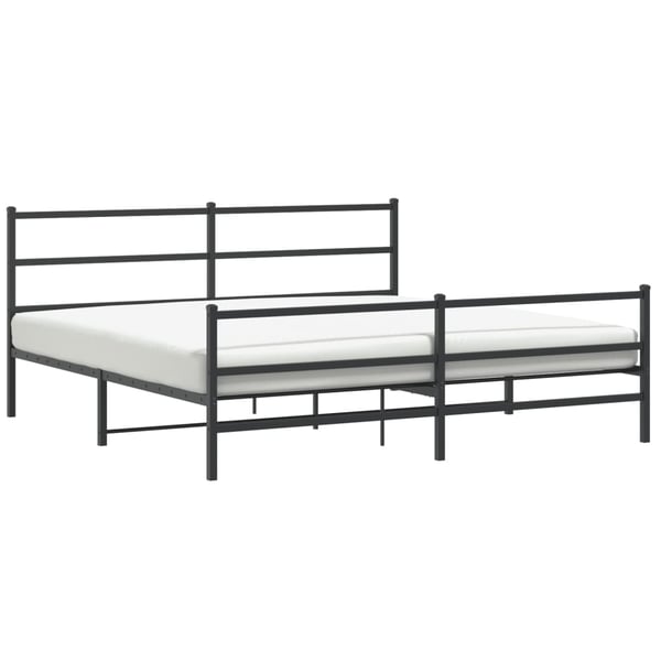 vidaXL Sengeramme i metall med hode- og fotgavl svart 193x203 cm
