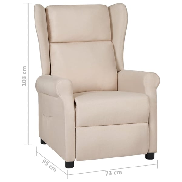 vidaXL Reclinerfåtölj gräddvit tyg