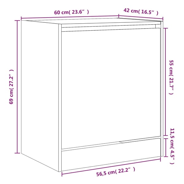 vidaXL Skoskap grå sonoma 60x42x69 cm konstruert tre