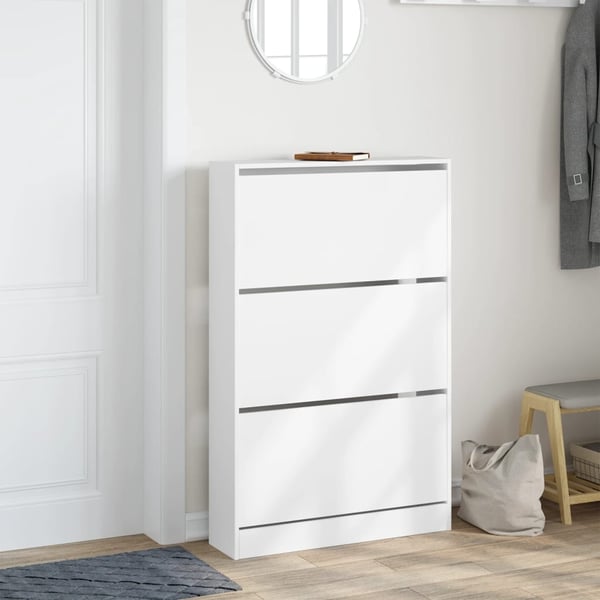 vidaXL Skohylle hvit 80x21x125,5 cm konstruert tre