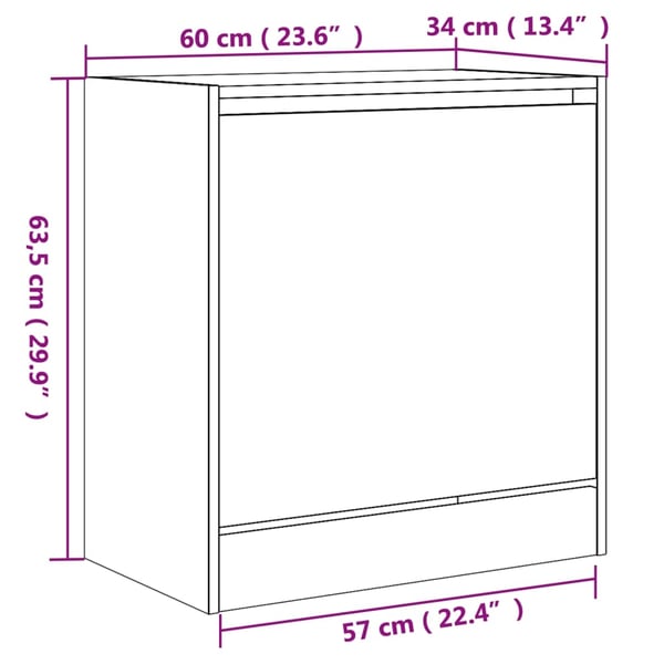 vidaXL Skoskap røkt eik 60x34x63,5 cm konstruert tre