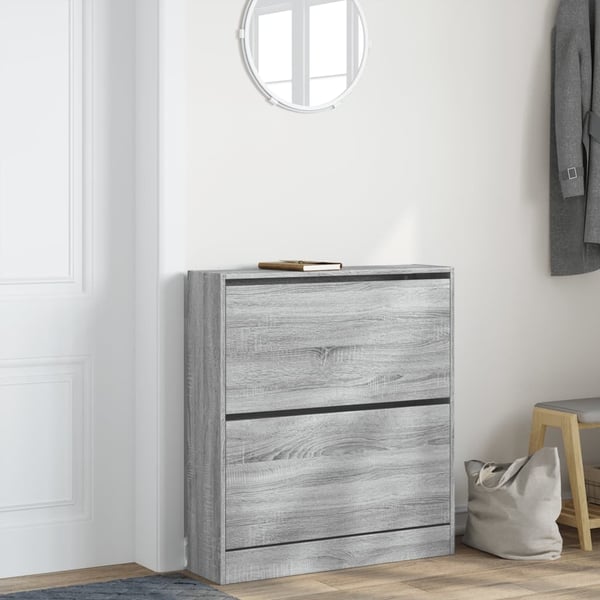 vidaXL Skoskap grå sonoma 80x21x87,5 cm konstruert tre