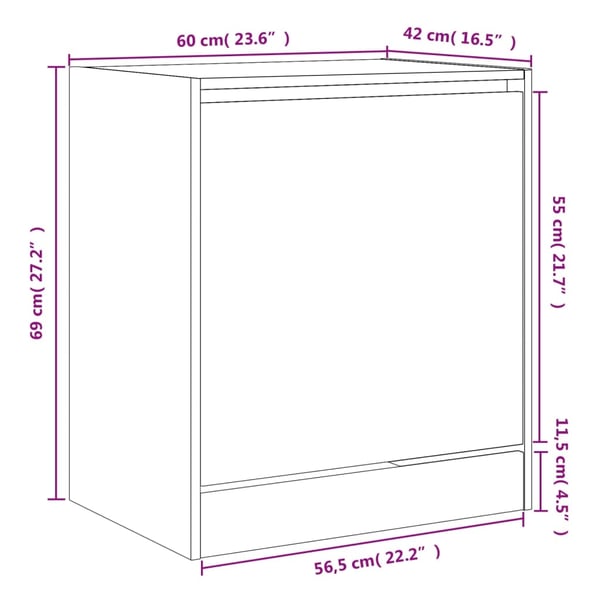 vidaXL skoreol 60x42x69 cm konstrueret træ røget egetræsfarve