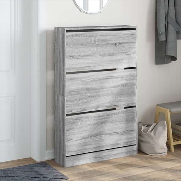 vidaXL Skoskap grå sonoma 80x21x125,5 cm konstruert tre