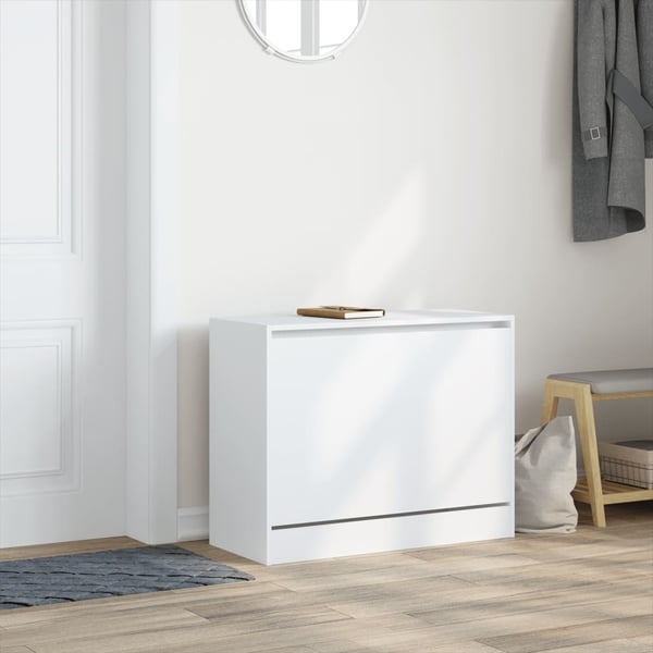 vidaXL Skoskap hvit 80x34x63 cm konstruert tre