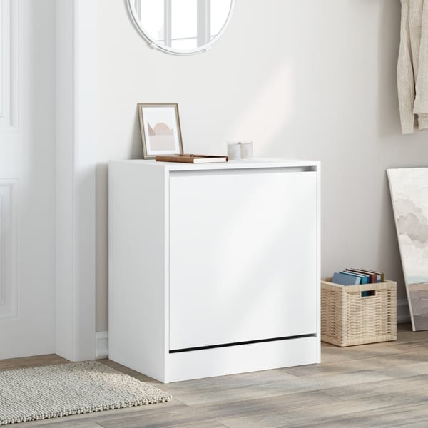 vidaXL Skohylle hvit 60x42x69 cm konstruert tre