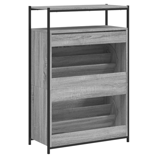 vidaXL Skohylle grå sonoma 75x34x112 cm konstruert tre