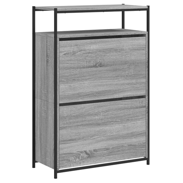 vidaXL Skohylle grå sonoma 75x34x112 cm konstruert tre