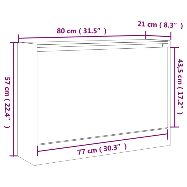 vidaXL Skoskap røkt eik 80x21x57 cm konstruert tre
