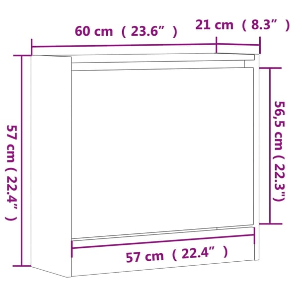 vidaXL Skoskap betonggrå 60x21x57 cm konstruert tre