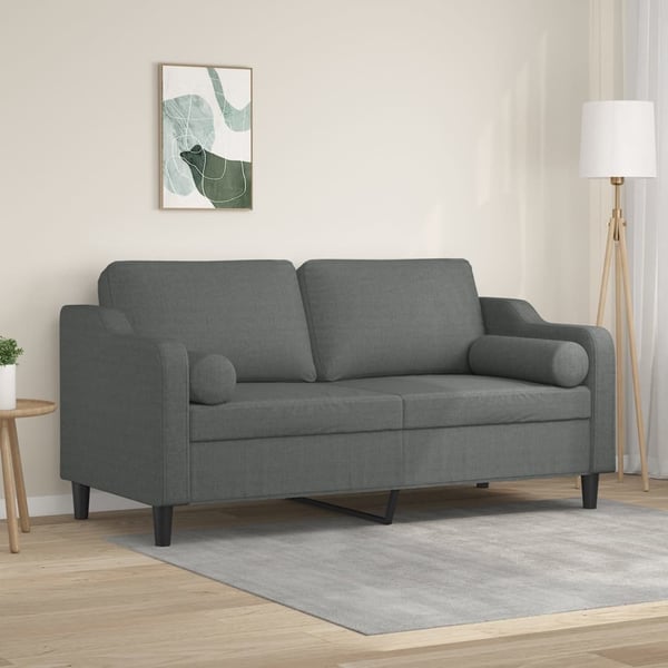 vidaXL 2-personers sofa med pyntepuder 140 cm stof mørkegrå