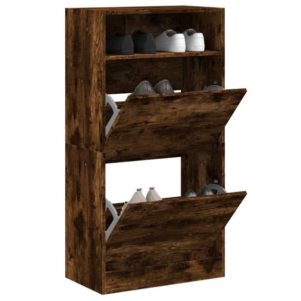 vidaXL skoreol 60x34x116 cm konstrueret træ røget egetræsfarve